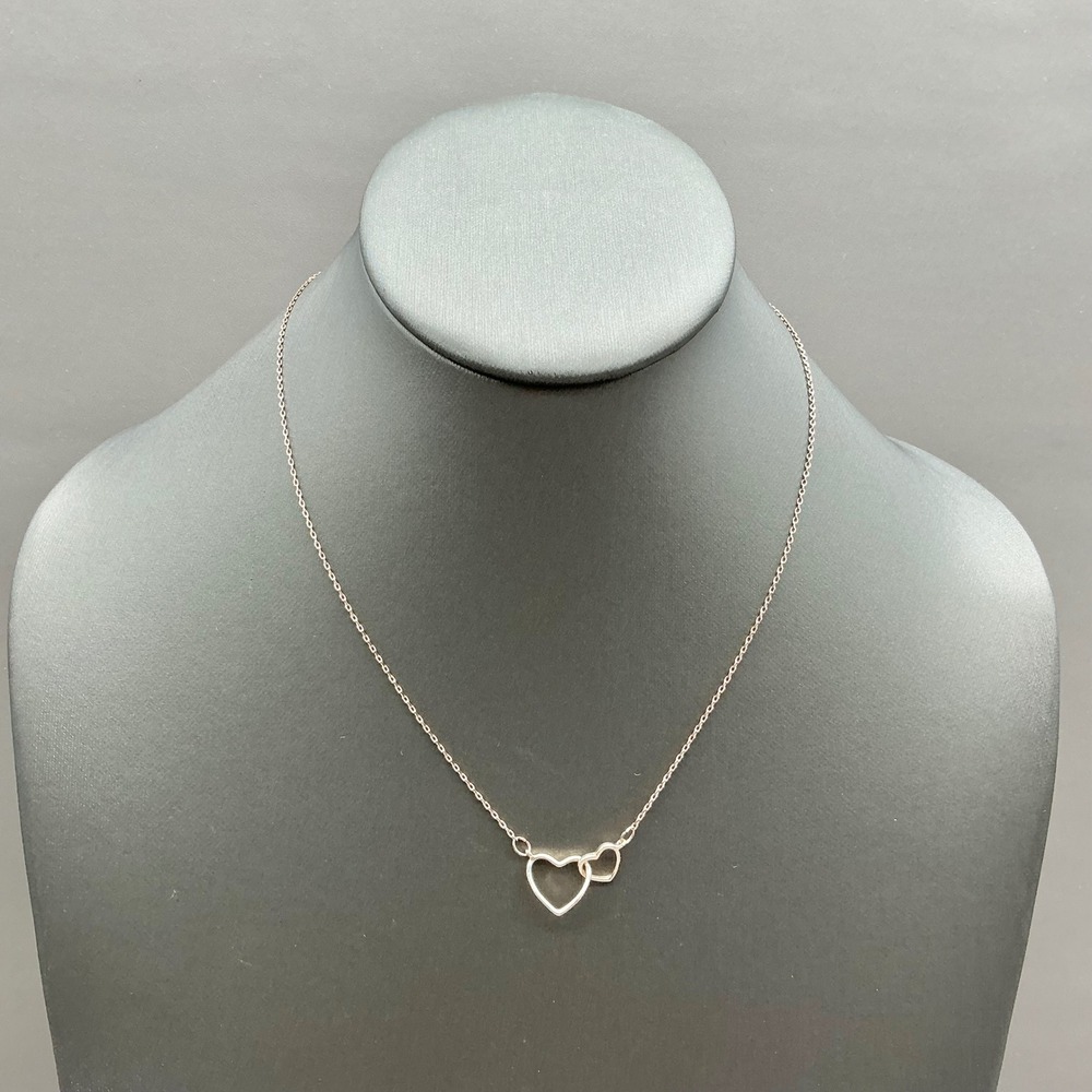 Lauren Conrad Necklace Women Gold Tone Interlocking Double Heart Pendant Fashion